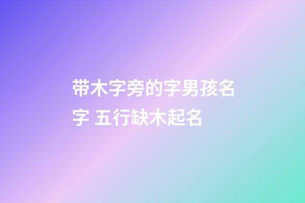 带木字旁的字男孩名字 五行缺木起名